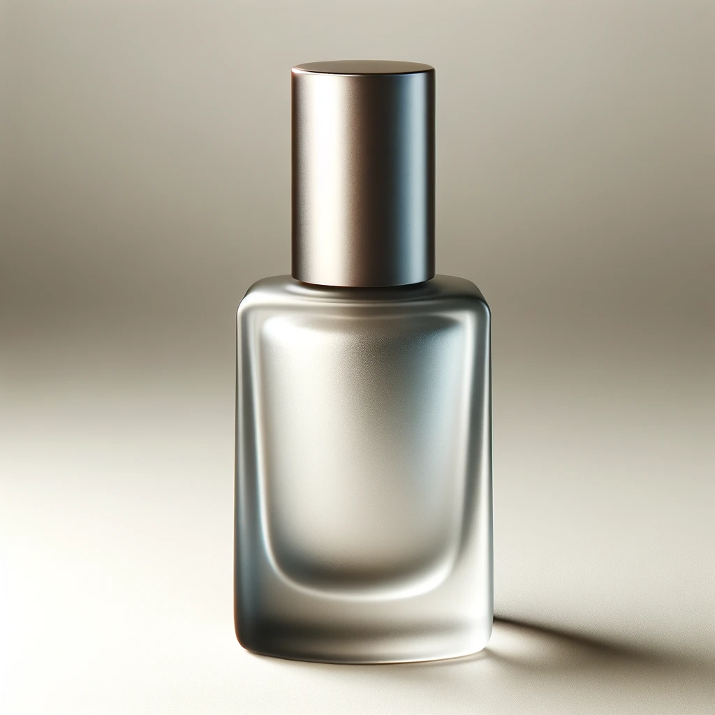 DALL·E 2023-12-19 22.09.47 - A realistic and beautiful frosted glass nail polish bottle. The bottle has an elegant and luxurious design, with a matte frosted glass finish that giv.png